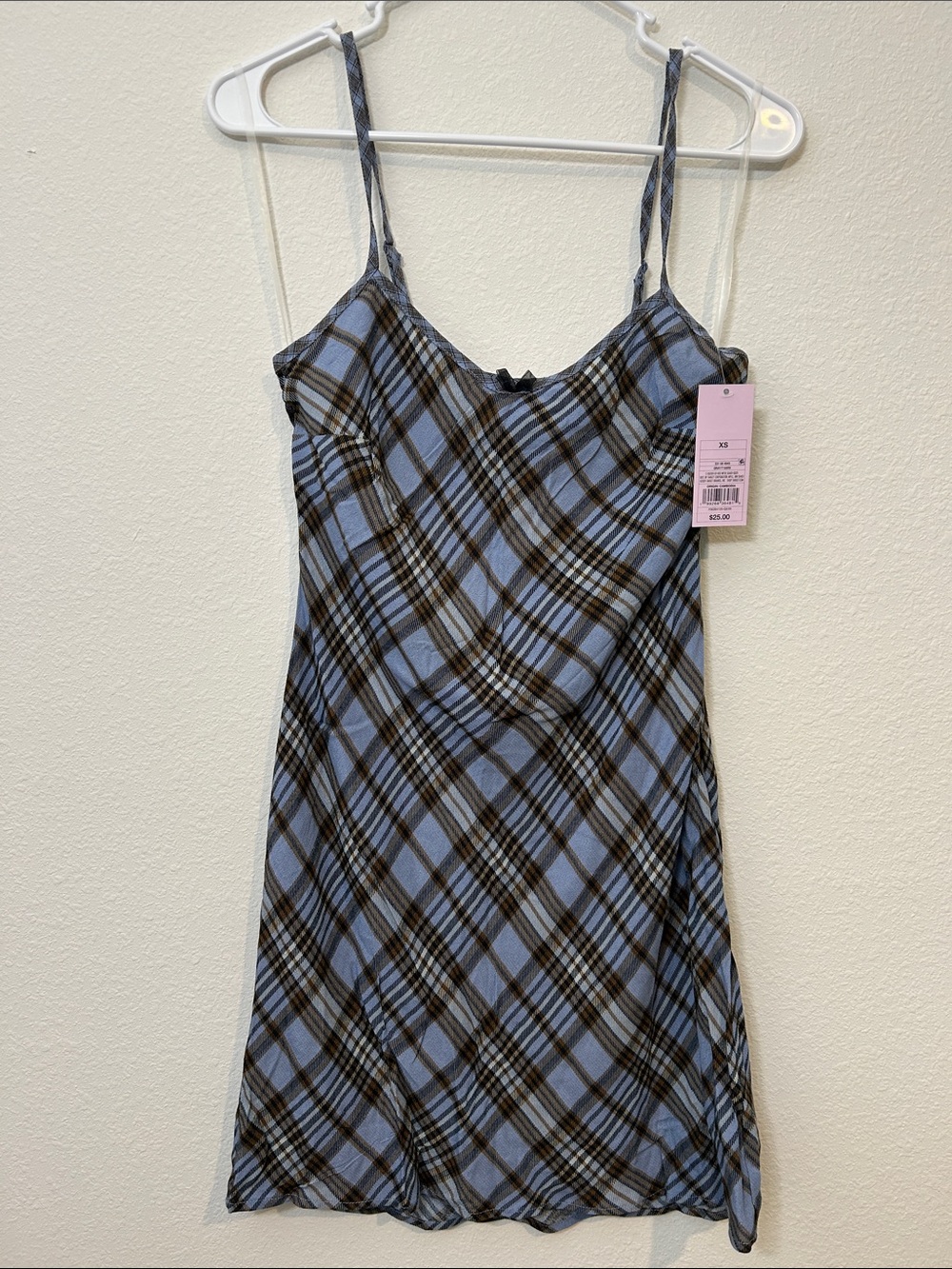 wild fable Blue and Black Plaid Slip Dress